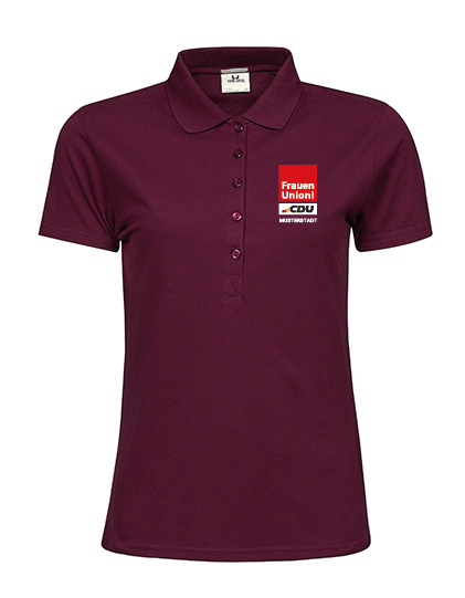 Ladies Polo, Aubergine mit Druck des FU-Logos und Ihrem Ortsverband